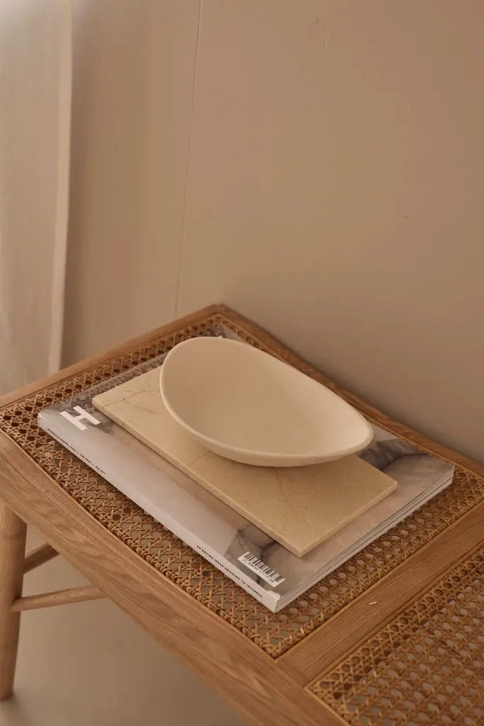 MARBLE REKTANGULÆRT DEKORBRETT BEIGE M 15X30 CM