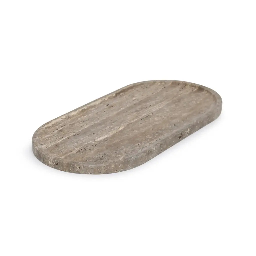 TITANIUM TREVERTINE OVAL DEKORBRETT 40X20 CM