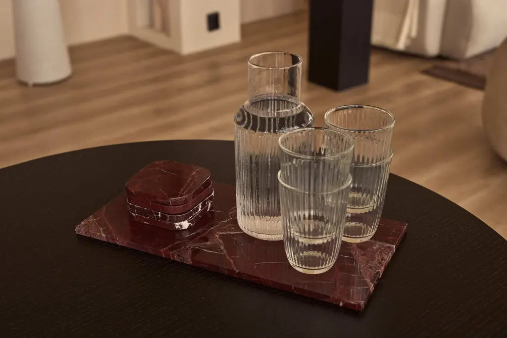 MARMOR DEKORBRETT RØD L 40X20 CM