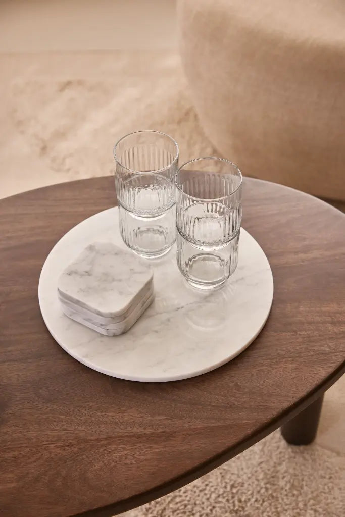 GLASSBRIKKER I MARMOR HVIT - SETT MED 4