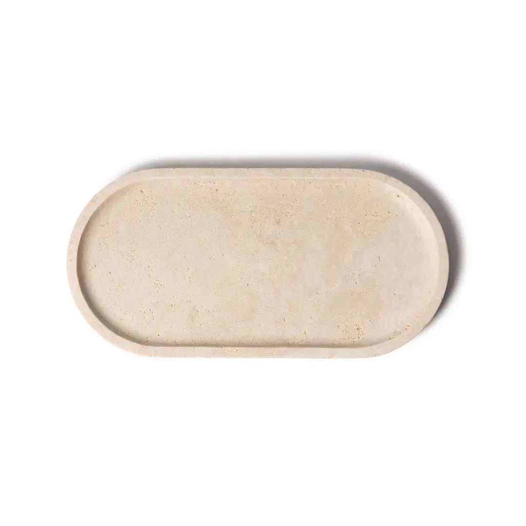 TRAVERTINE OVAL DEKORBRETT 30X15 CM