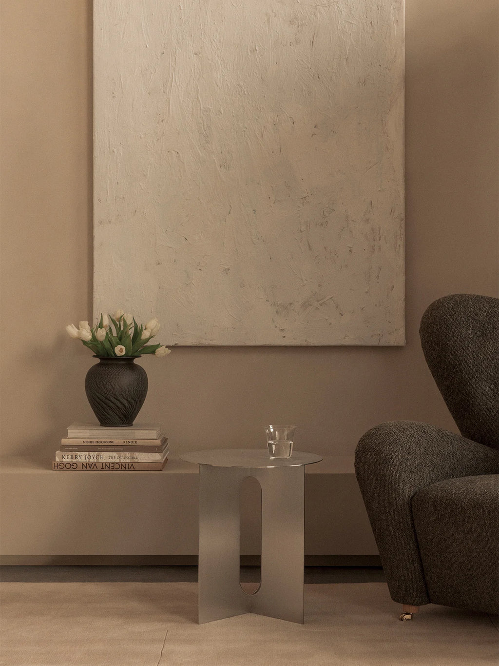 ANDROGYNE SIDE TABLE- BRUSHED STEEL